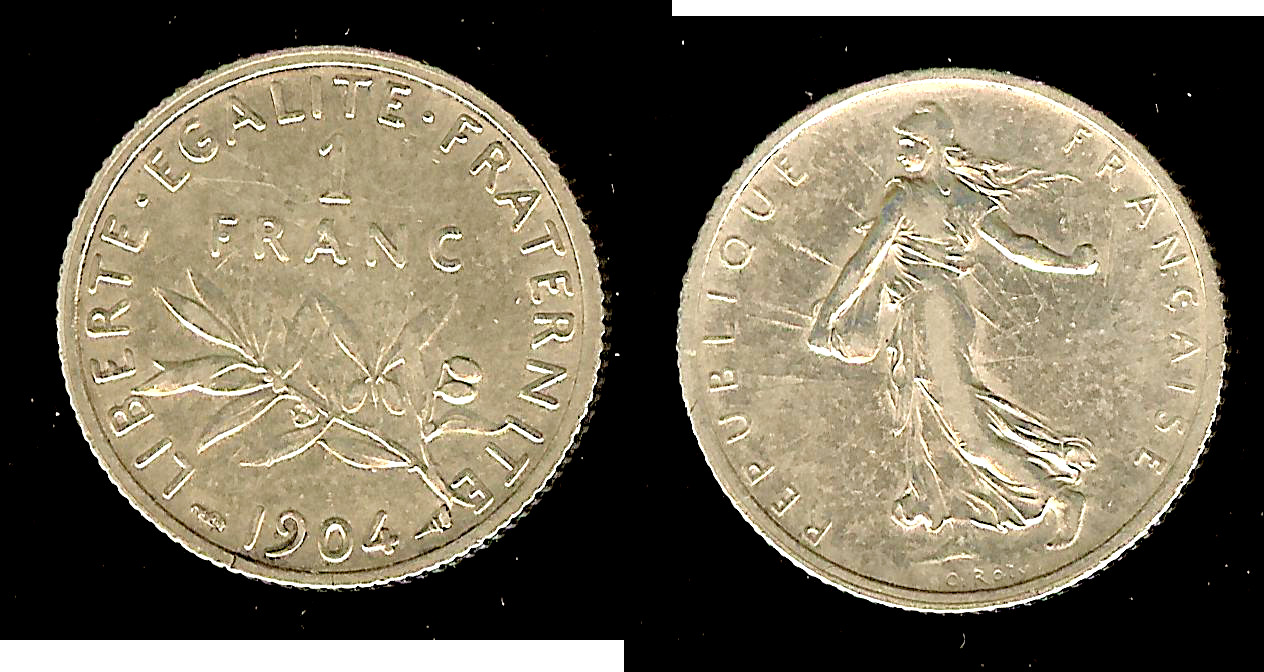 1 franc Semeuse 1904 Paris SUP